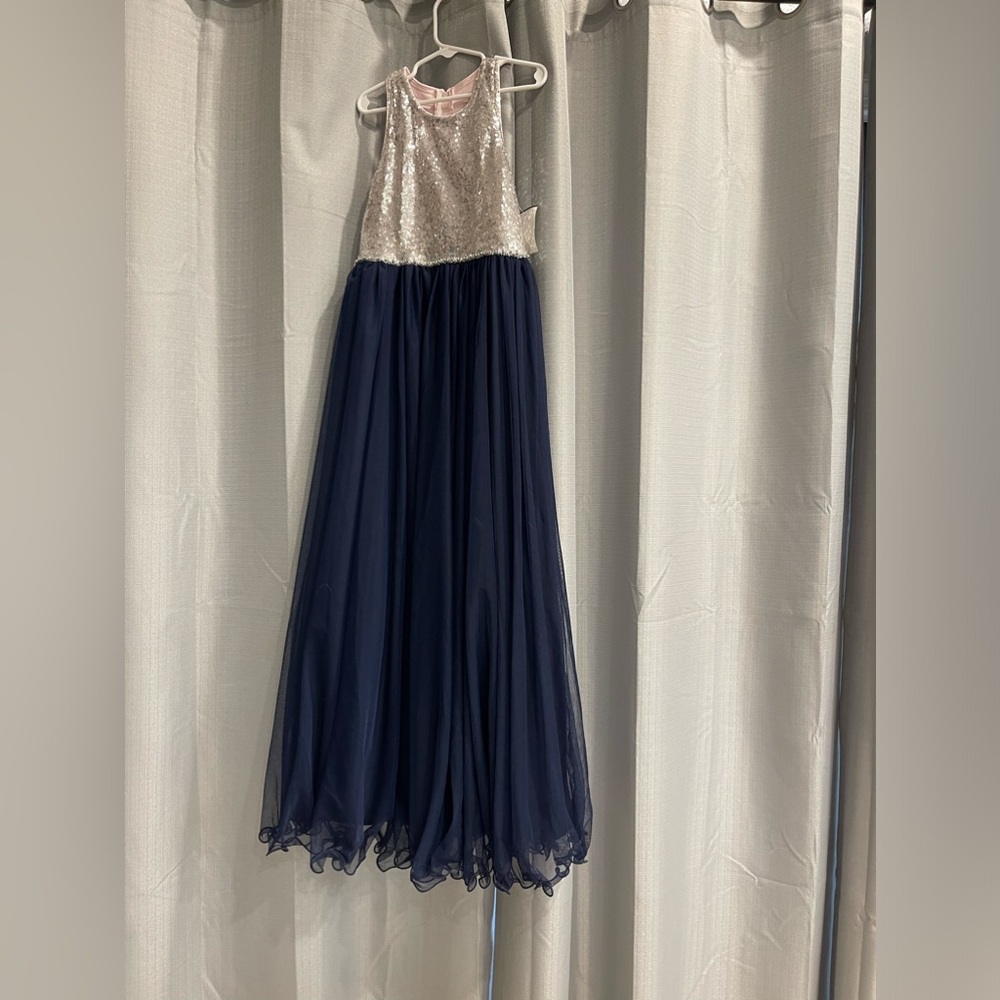 Blue and silver sequins formal dress brand new girls size 12.